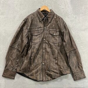 Xelement Advanced Motorcycle Gear Mens‎ 2XL Brown Button Up Leather Biker